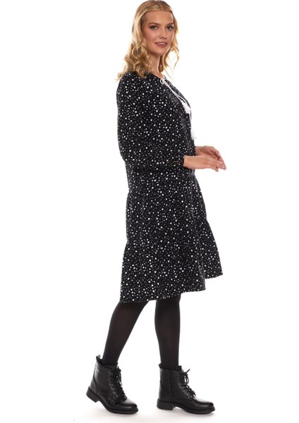 Beyaz Uzun Kol Pazen Püskül Yaka Kısa Elbise modelleri