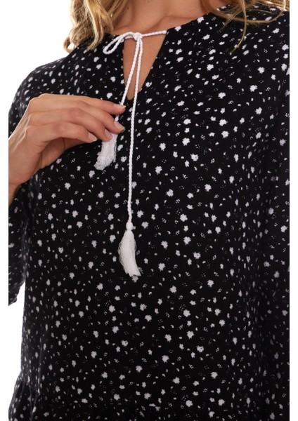 Beyaz Uzun Kol Pazen Püskül Yaka Kısa Elbise indirimleri