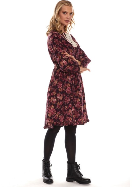 Uzun Kol Pazen Mor Kısa Elbise modelleri