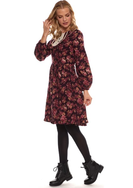 Uzun Kol Pazen Mor Kısa Elbise fırsatları