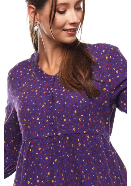 Pazen Mor Çıtır Desen Kısa Elbise modelleri