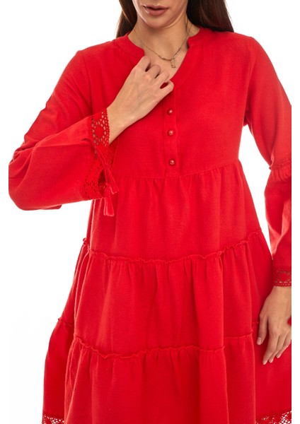 Pazen Kırmızı Düz Desen Kısa Elbise indirimleri