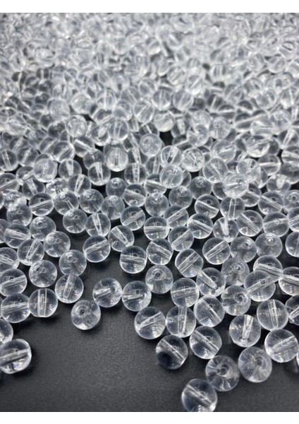 8mm Şeffaf Cam Boncuk, Takı Yapım Hobi Boncuğu 50 gr ~70 Adet