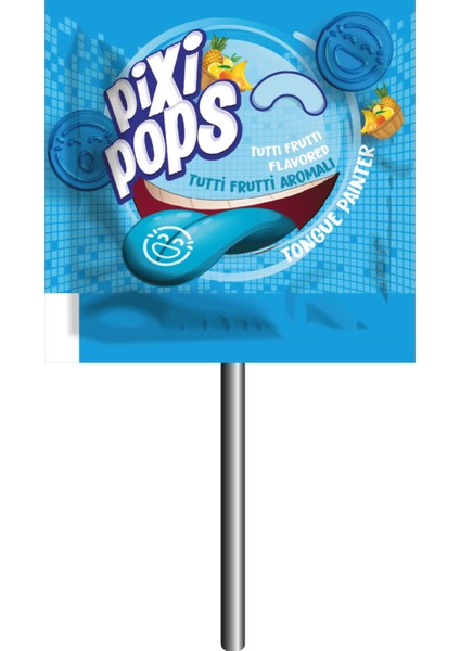 Pixi Pops Kabartmalı Yüz İfadeli Dil Boyayan Yassı Lolipop 6,2 gr x 150 adet