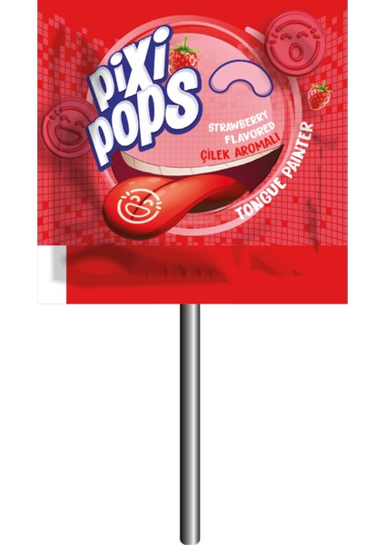 Pixi Pops Kabartmalı Yüz İfadeli Dil Boyayan Yassı Lolipop 6,2 gr x 150 adet