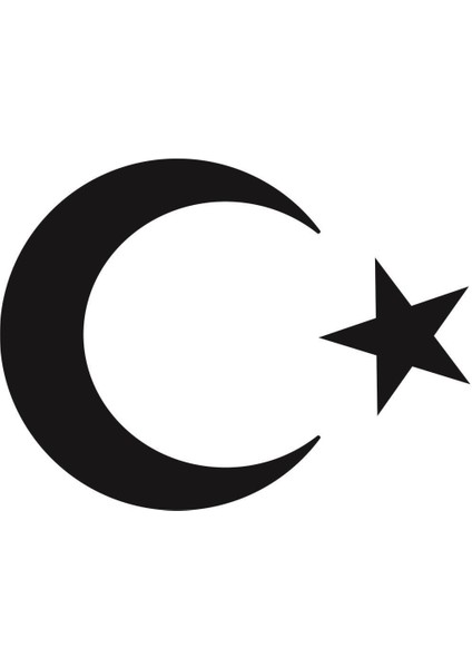 Türk Bayrağı, Ay Yıldız Araba Oto Sticker Siyah 60X45 cm