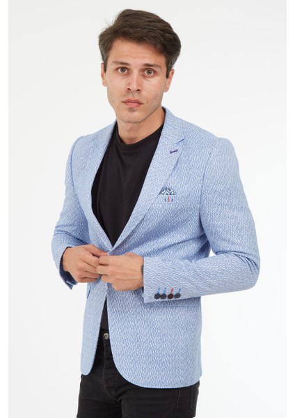 5127 Dar Kalıp Yarım Astarlı İndigo Erkek Ceket modelleri