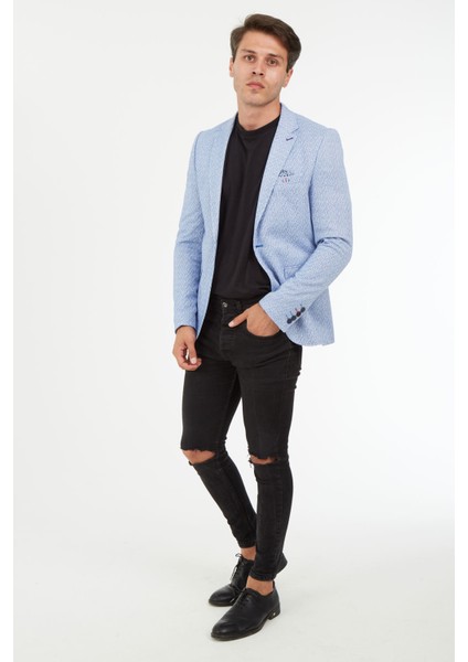 5127 Dar Kalıp Yarım Astarlı İndigo Erkek Ceket fiyatları