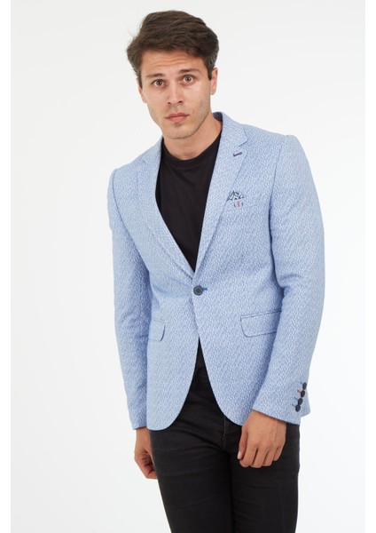 5127 Dar Kalıp Yarım Astarlı İndigo Erkek Ceket
