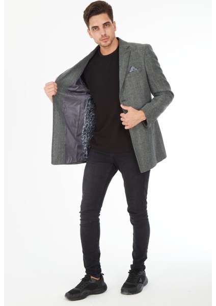 5122 Dar Kalıp Ceket Yaka Balıksırtı Kısa Palto modelleri