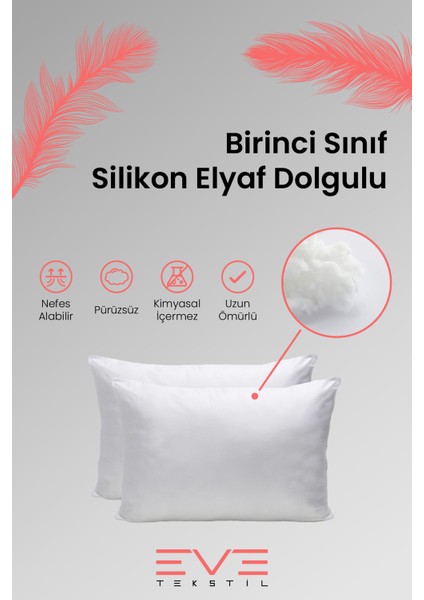 2 Adet Roll Pack Microfiber Silikon Yastık 50x70 900 gr