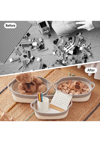 5 Parça Saklama Sepeti Banyo ve Mutfak Düzenleme Kutusu Doğal Pamuk Ip Dokuma Sepetler modelleri