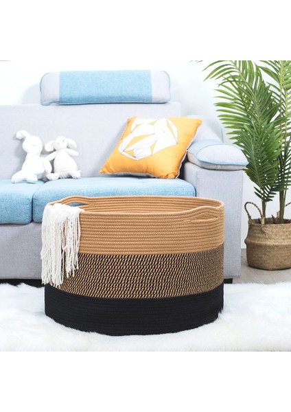 Büyük Boy Jüt Pamuklu Sepet, Bebek Eşya Toplama Sepeti, Yumuşak Büyük Saklama Sepeti