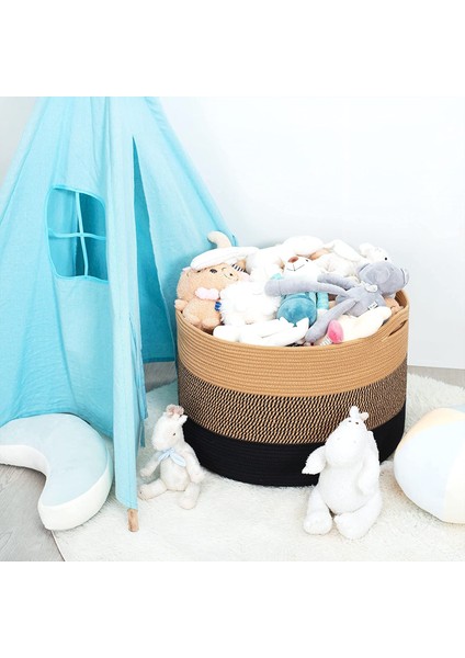 Büyük Boy Jüt Pamuklu Sepet, Bebek Eşya Toplama Sepeti, Yumuşak Büyük Saklama Sepeti fırsatları