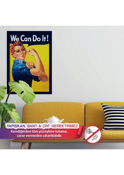 Pi Papers We Can Do It! Yapışkansız Statik Tutunan Inovatif Sihirli Akıllı Kağıt Poster (Kadın Gücü Hareketi)