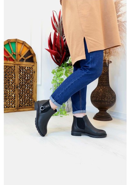 1408 Kauçuk Tabanlı Bayan Düz Tabanlı Bot - NKT01408-SIYAH-39 modelleri