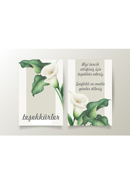 Çift Taraflı Teşekkür Kartı 5,5 x 8,5 cm 100 Adet