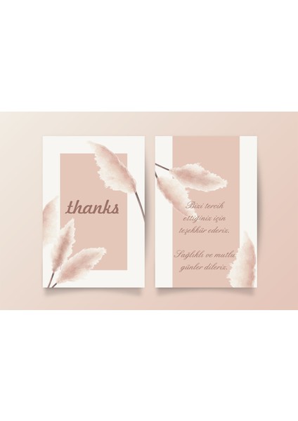 Çift Taraflı Teşekkür Kartı 5,5 x 8,5 cm 100 Adet