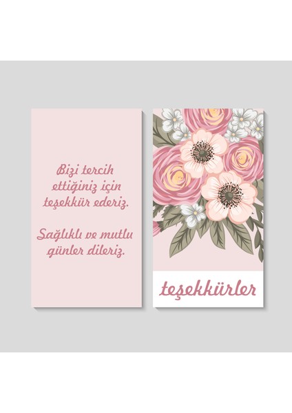 Çift Taraflı Teşekkür Kartı 5,5 x 8,5 cm 100 Adet