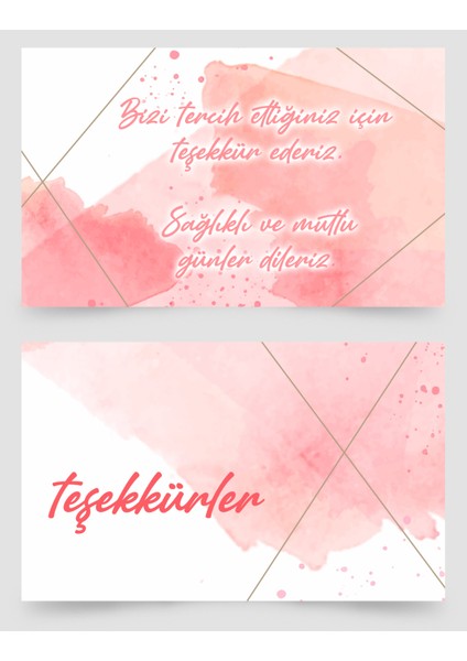 Çift Taraflı Teşekkür Kartı 5,5 x 8,5 cm 100 Adet