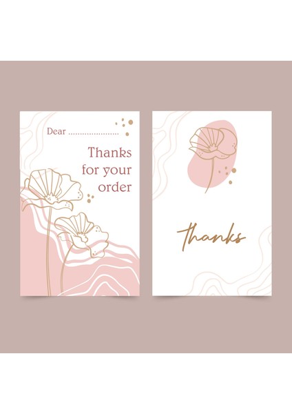 Çift Taraflı Teşekkür Kartı 5,5 x 8,5 cm 100 Adet