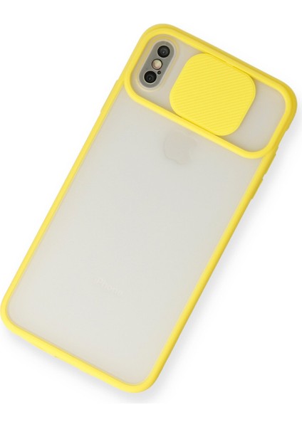 Iphone Xs Kılıf Palm Buzlu Kamera Sürgülü Silikon - Sarı 300099