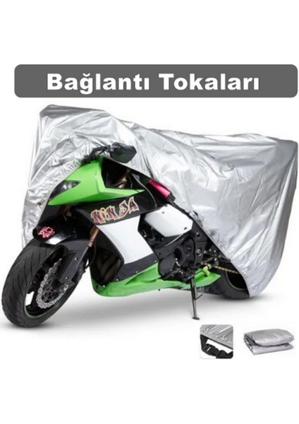 Motor Branda Motor Örtü Branda Kaliteplus Arka Çanta Uyumlu Motor Branda Örtü 4 Mevsim Koruma Gri