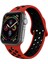 Apple Watch Uyumlu Silikon Delikli Kordon 1 | 2 | 3 | 4 | 5 - 38MM/40MM - Kırmızı Siyah 1