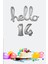 14 Yaş Doğum Günü Balonları - Hello 14 El Yazısı Gümüş Renk Folyo Balon 1