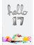 17 Yaş Doğum Günü Balonları - Hello 17 El Yazısı Gümüş Renk Folyo Balon 1