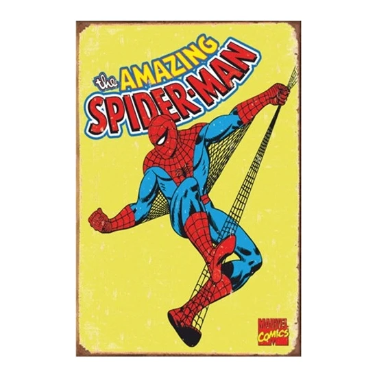Hayat Poster Spiderman Marvel Retro Vintage Ahşap Poster