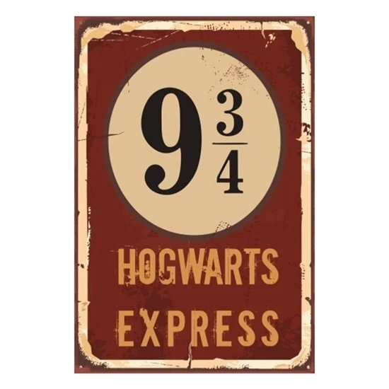 Hayat Poster Harry Potter Hogwart Express Dokuz Çeyrek Retro Vintage Ahşap Poster