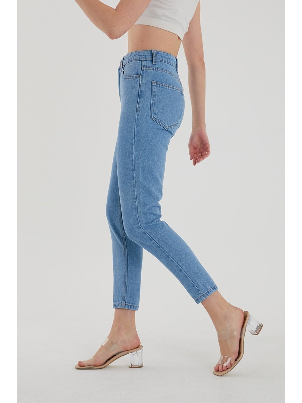 Shevega 90's Siyah Fit Mom Jean Likralı Kot Pantolon görsel 3
