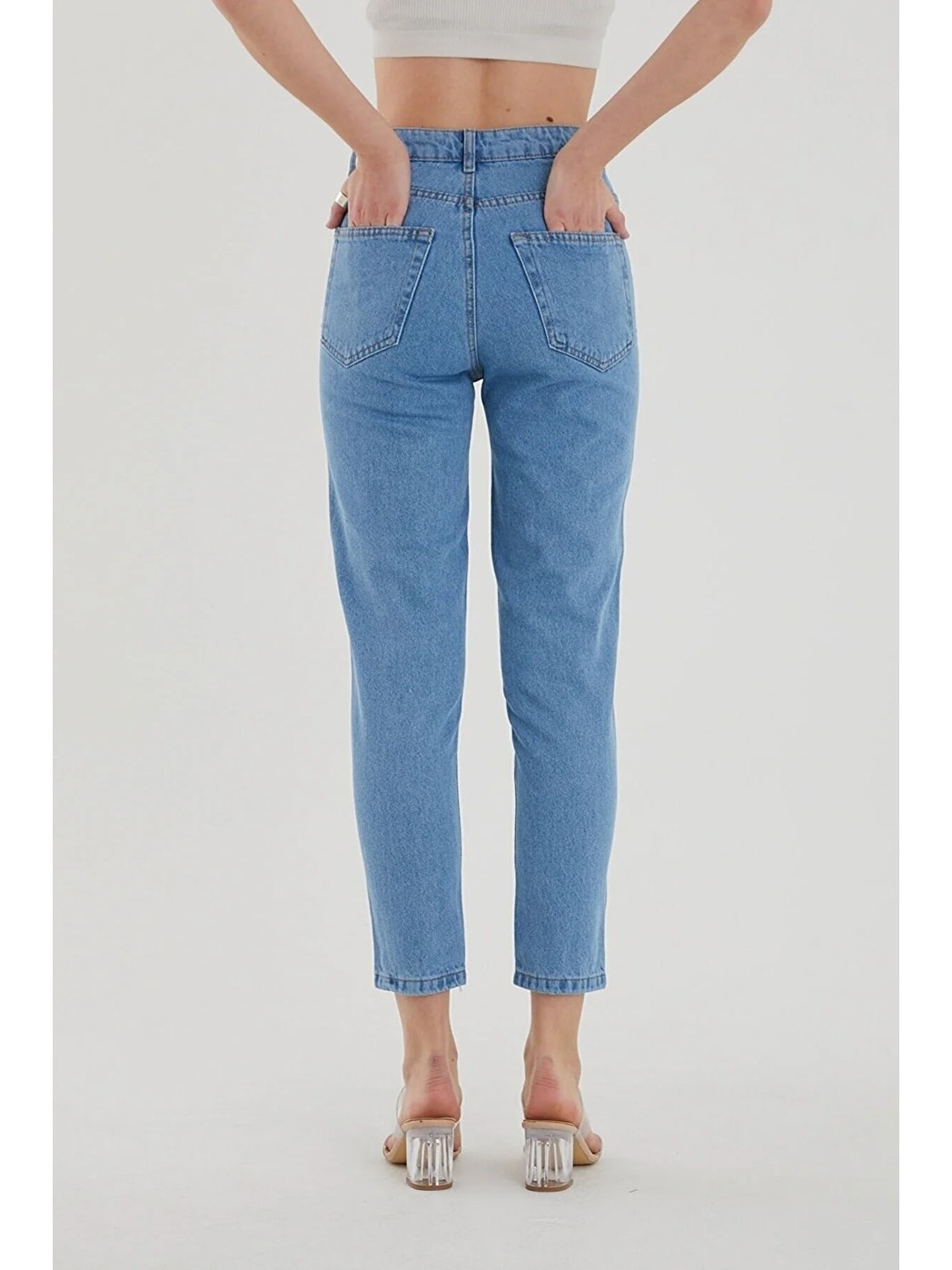 Shevega 90's Siyah Fit Mom Jean Likralı Kot Pantolon görsel 4