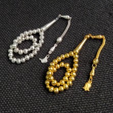 Vip Kehribar 2 Adet 6x6 mm Bilekboy Metal Tesbih - Ahşap Kutulu Hediye Tespih - Alpaka Tesbih - 2 Li Set