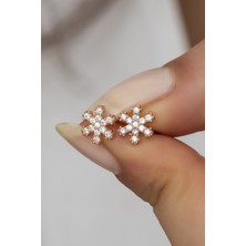 Nereze 925 Ayar Gümüş Minik Rose Kartanesi Küpe