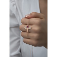 Nereze 925 Ayar Gümüş Kırmızı Taşlı Peri Kolye