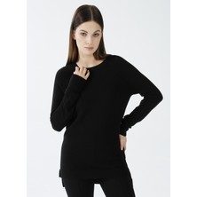 Fashion Friends Bisiklet Yaka Düz Siyah Kadın Kazak 22K0252K1