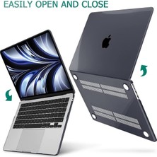 Z-Mobile MacBook Air M2 13.6” 2022 A2681 Kapak Kılıf Parlak Siyah Transparan Kapak 13.6" Uyumlu 360° Koruma