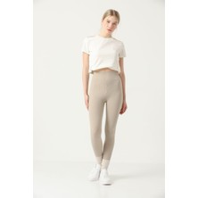 Ozy Fashion Kışlık Şardonlu Fitilli Kadın Yüksek Bel Dikişsiz Tayt