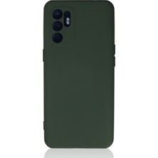 Newface Oppo Reno 6 Kılıf Nano Içi Kadife  Silikon - Koyu Yeşil