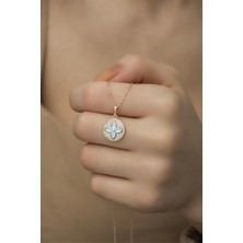 Nereze 925 Ayar Gümüş Mineli Rüzgar Gülü Kolye