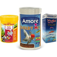 Amore Goldy Mix Granules 1000ML ve Sera Goldy Color Spirulina 100ML Kutu Japon Balığı Yemi ve Vitamin