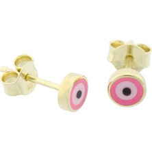 İryum 14 Ayar Altın Nazar Boncuklu Çocuk Küpe