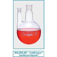 Isolab 030.32.100 Balon -Dibi Yuvarlak-2 BOYUNLU-BOYUN:NS24/29-YAN DIŞI:NS19/26 - 100 ml (1 Adet)