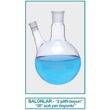 Isolab 030.28.901 Balon -Dibi Yuvarlak-2 BOYUNLU-BOYUN:NS29/32-YAN DIŞI:NS19/26 - 1000 ml (1 Adet)