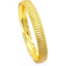 Ferizz Altın Kaplama Çizgili Bilezik Suya Dayanıklı 0.8 cm Günlük Kullanım İçin