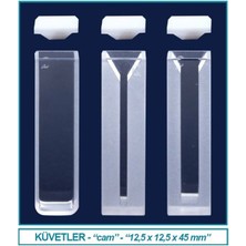 Isolab 098.01.005 Spektrofotometre Küveti -Optik Cam-Yarı Mikro- 12.5X12.5X45 mm -1.40 ml (2 Adet)