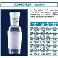 Isolab 064.12.004 Adaptör - Daraltma Amaçlı - Dişi Şilif : NS14/23 - Erkek Şilif : NS29/32 (1 Adet)