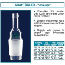 Isolab 065.19.292 Adaptör - Vida Dişli - Musluksuz -Düz-Cam -Erkek Şilif: Ns 29/32 - Gl 18 (1 Adet)
